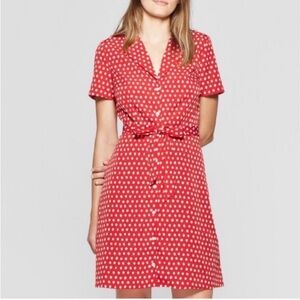 A New Day Red & White Polka Dot Short Sleeve Dress